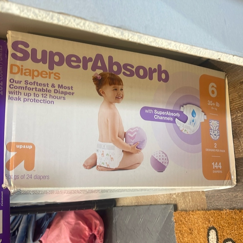 Brand new box size 6 diapers retails $42